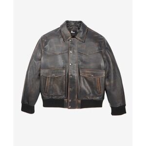 The Kooples Men's Flap Pocket Oversized Fit Leather Jacket Brown Sz XL MSRP$1015